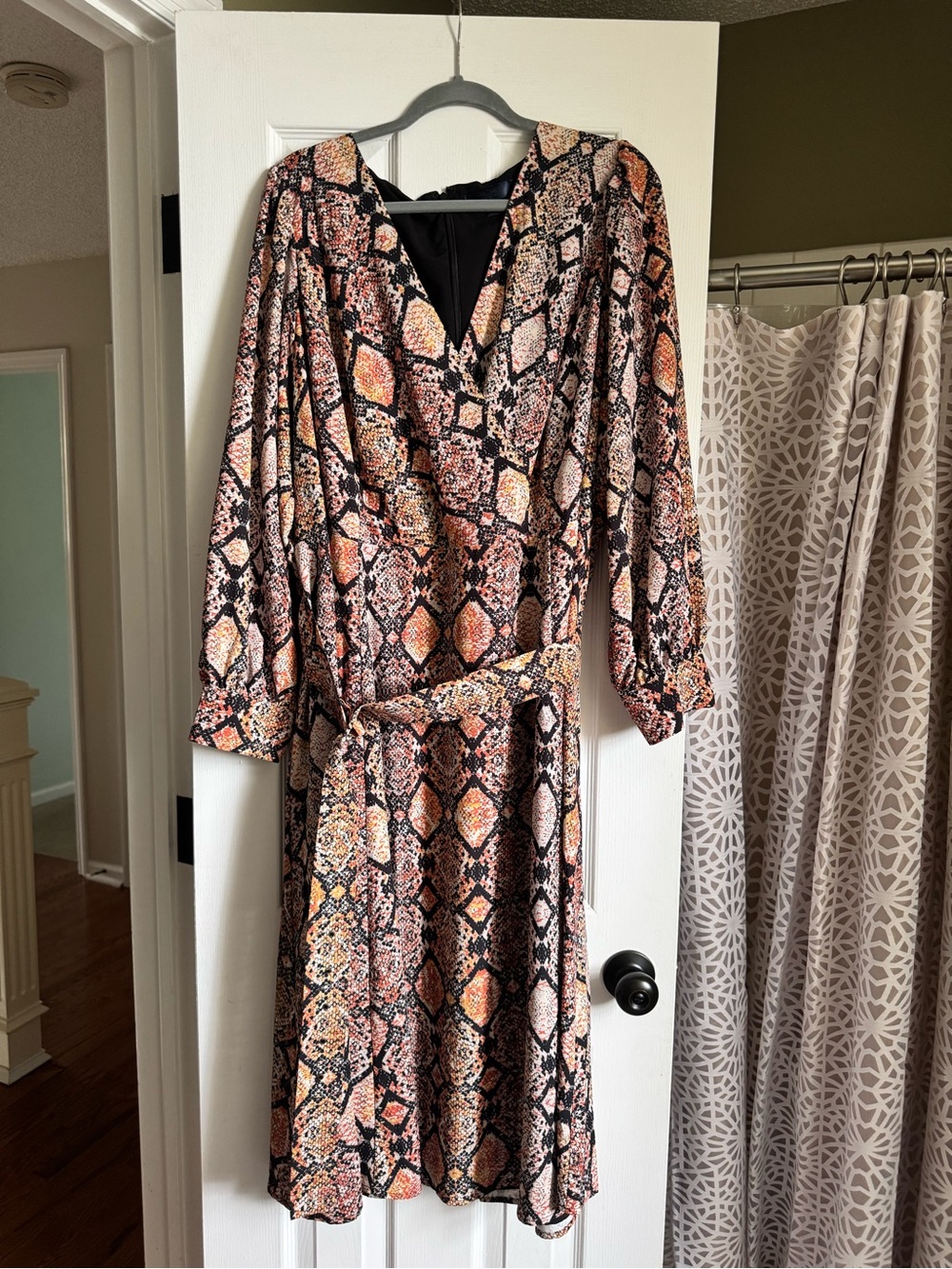 RACHEL Rachel Roy Snake-Print Belted Midi Wrap Dress